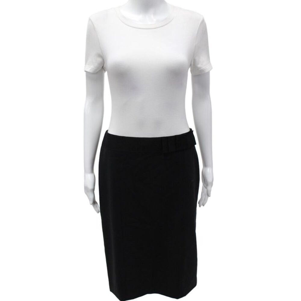 Theory Women Straight Pencil Skirt Black Wool Knee Length Zip Size 4